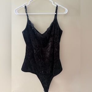 Guess Elegant Black Velvet Bodysuit